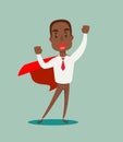 Young man in a business suit and red cape superhero standing in a confident pose with his arms crossed. Business concept Royalty Free Stock Photo