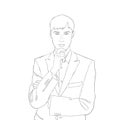 Young man in a business suit. vector illustration