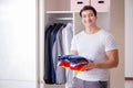 The young man businessman getting dressed for work Royalty Free Stock Photo