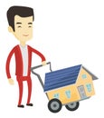 Young man buying house vector illustration.