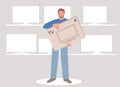 Young man buying TV in appliance store Royalty Free Stock Photo