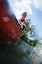 Young Man Canoeing Royalty Free Stock Photo