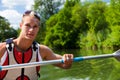 Young Man Canoeing Royalty Free Stock Photo