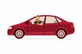 Young man in a car - cartoon people character isolated illustration Royalty Free Stock Photo