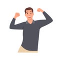 Young man cartoon character Happy and excited celebrating victory expressing success