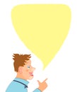 Young man cartoon character portrait with speech bubble