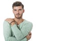 Young man in casual fashion on white