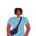 Young man in casual trendy clothes african american male cartoon character portrait Royalty Free Stock Photo