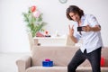 Young man celebrating his birthday at home Royalty Free Stock Photo