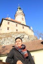 Young man in Cesky Krumlov Royalty Free Stock Photo