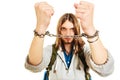 Young man with chained hands. Royalty Free Stock Photo