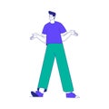 Young Man Character at the Crossroads Standing and Thinking Vector Illustration Royalty Free Stock Photo