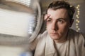 Young Man Cleaning his Face at Home Royalty Free Stock Photo