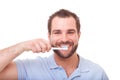 Young man cleans teeth Royalty Free Stock Photo