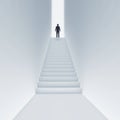Young man climbing stairs to the sky Royalty Free Stock Photo