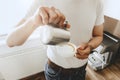 Cooking coffee with automatic coffeemachine Royalty Free Stock Photo