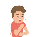 Young man coughing, sickness allergy concept, Vector flat illustration.