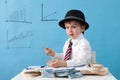 Young man, counting money and taking notes Royalty Free Stock Photo