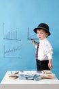 Young man, counting money and taking notes Royalty Free Stock Photo