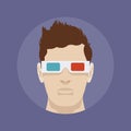 Young man in the 3d stereo glasses Royalty Free Stock Photo