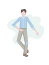 A young man dancing at a disco. Happy cheerful and carefree character. time to relax. Dance moves, activity, entertainment.