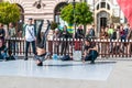 Young man dancing street dance.