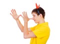 Young Man with Devil Horns Royalty Free Stock Photo