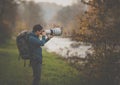 Young man devoting time to his favorite hobby - photography