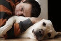 Young man with dog Royalty Free Stock Photo