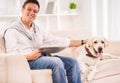 Young man with dog Royalty Free Stock Photo