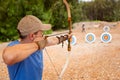 Man practicing archery Royalty Free Stock Photo