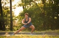 Young man doing exercise in park Royalty Free Stock Photo