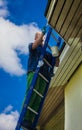 Young man doing house repairs