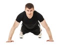 Young man doing push up exercise. Royalty Free Stock Photo