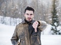 Young man doing thumb down sign with hands Royalty Free Stock Photo