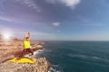 Young man doing yoga exercises. Royalty Free Stock Photo