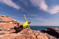 Young man doing yoga exercises. Royalty Free Stock Photo