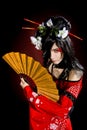 A young man dressed as a geisha.