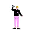 Young Man Drinking Beer, Drunk Guy in Casual Clothes with Bottle of Alcohol Drink Vector Illustration Royalty Free Stock Photo