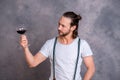Young man drinking red wine Royalty Free Stock Photo