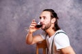 Young man drinking red wine Royalty Free Stock Photo