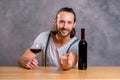 Young man drinking red wine Royalty Free Stock Photo