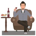 Young man drinking red wine Royalty Free Stock Photo