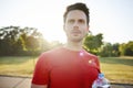 Young man drinking water after hard workout Royalty Free Stock Photo
