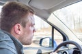 Young man driving a car Royalty Free Stock Photo