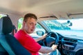 Young man driving his car Royalty Free Stock Photo