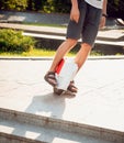 Young man driving on Solowheel in the park. Royalty Free Stock Photo