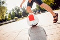 Young man driving on Solowheel in the park.