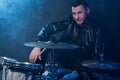 Young man with drums Royalty Free Stock Photo