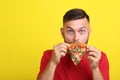 Man eating pizza Royalty Free Stock Photo